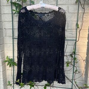 INC International Concepts Black Lace Top